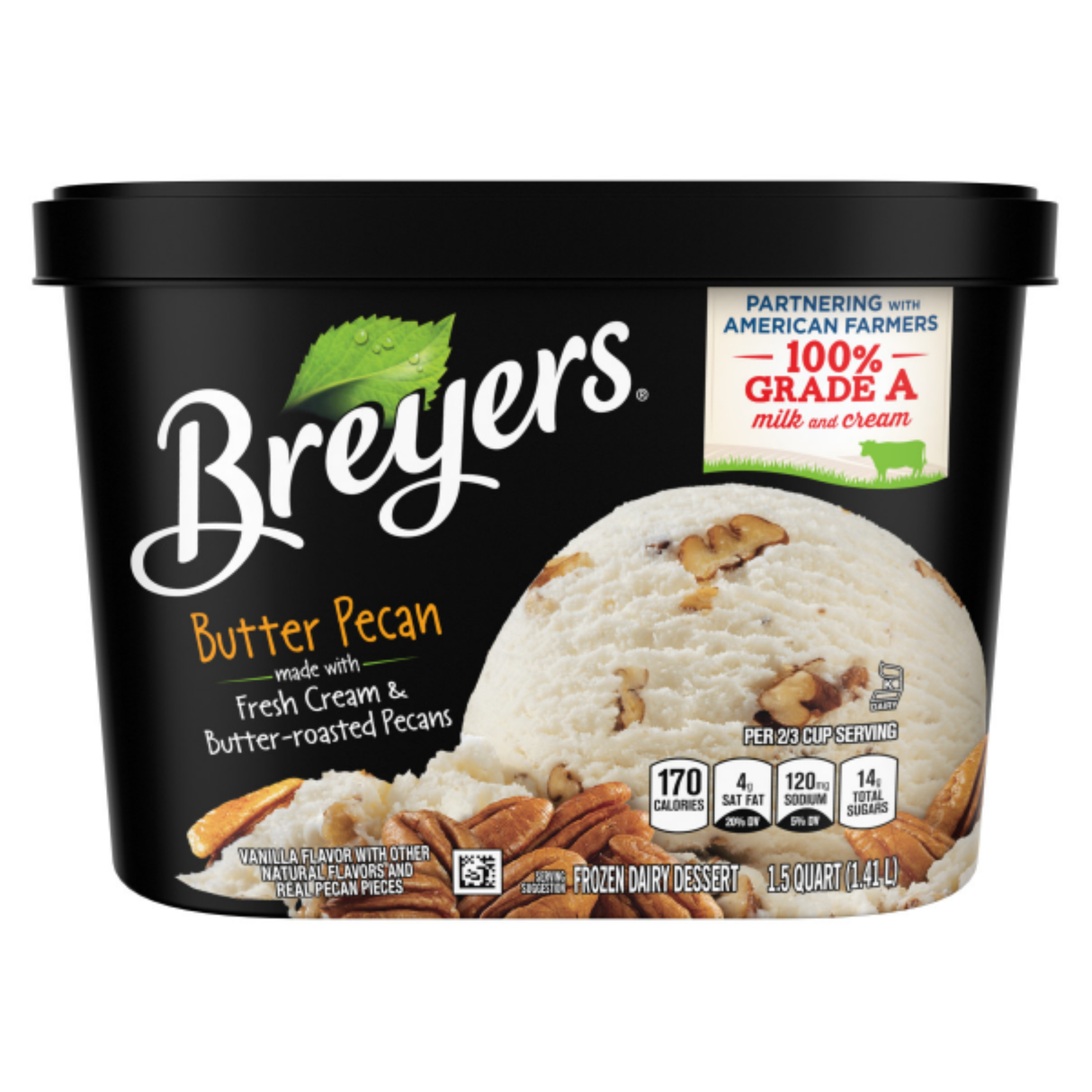 Ice Cream, Hard Serve, Butter Pecan, Frozen,6 - 48 FLUID