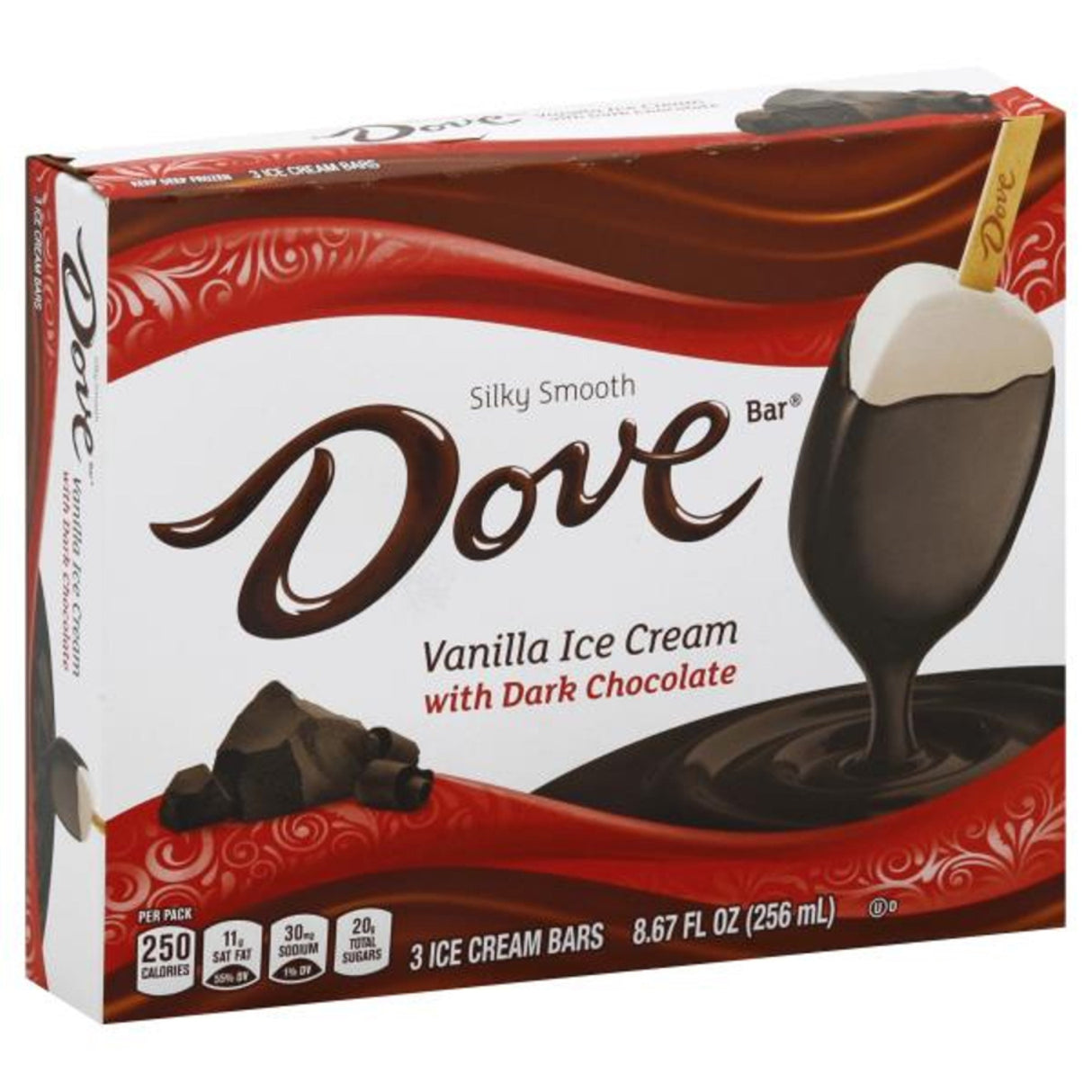 Ice Cream Bars, Dark Chocolate, with Vanilla, 8.67 Ounce,12 - 3 COUNT