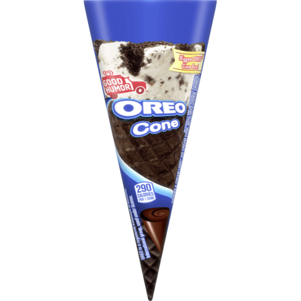 Ice Cream, Hard Serve, Oreo, in Chocolate Cone, Individually Wrapped, Frozen, 8 Fluid Ounce,12 - 1 EACH
