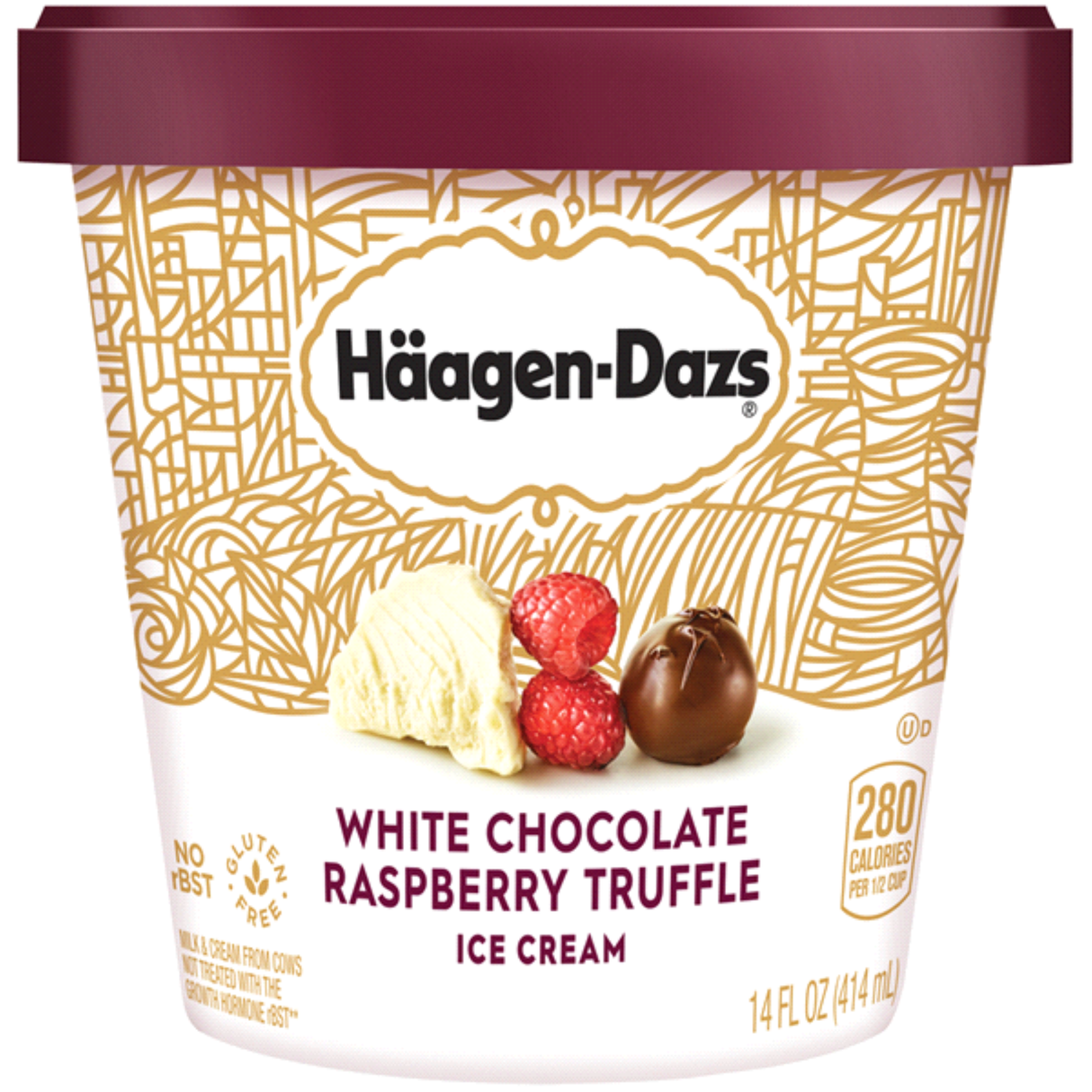 Ice Cream, Hard Serve, White Chocolate Raspberry, Frozen,8 - 14 FLUID