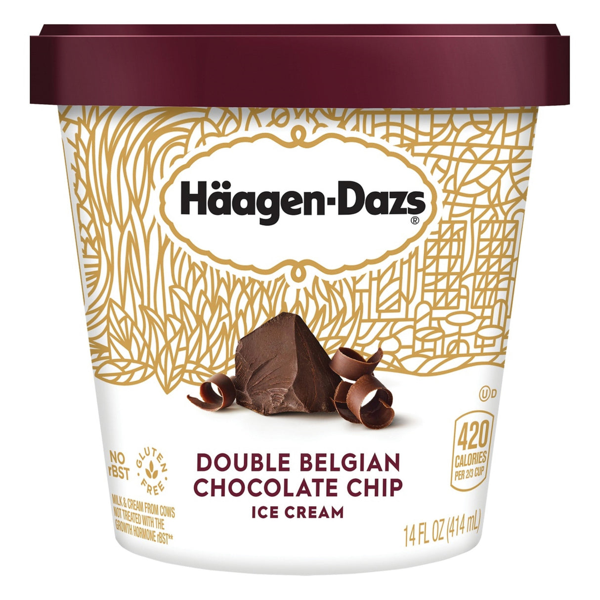 Ice Cream, Hard Serve, Double Belgian Chocolate, Frozen,8 - 14 FLUID