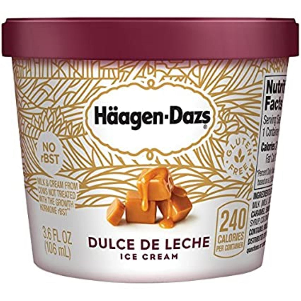 Ice Cream, Hard Serve, Dulce de Leche, Frozen,12 - 3.6 FLUID