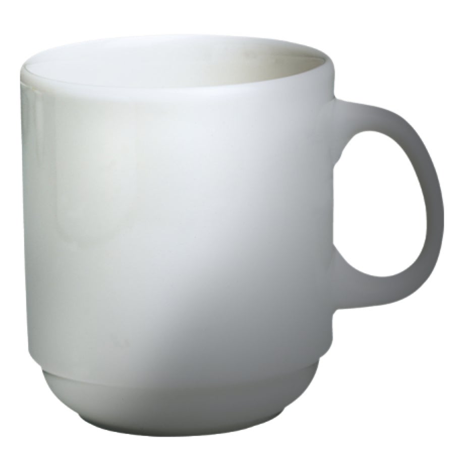 Mugs, 12 Ounce, White, Stackable, Porcelain,6 - 6 COUNT