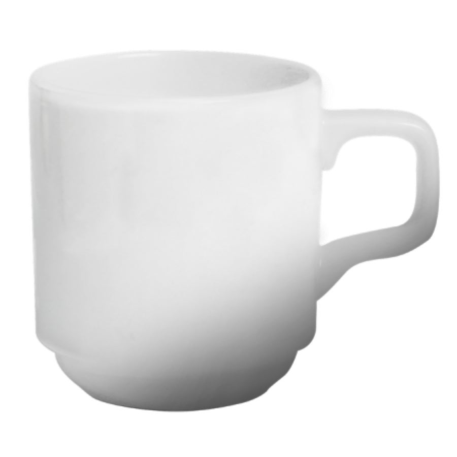 Mugs, 10 Ounce, White, Stackable, Porcelain,6 - 6 COUNT