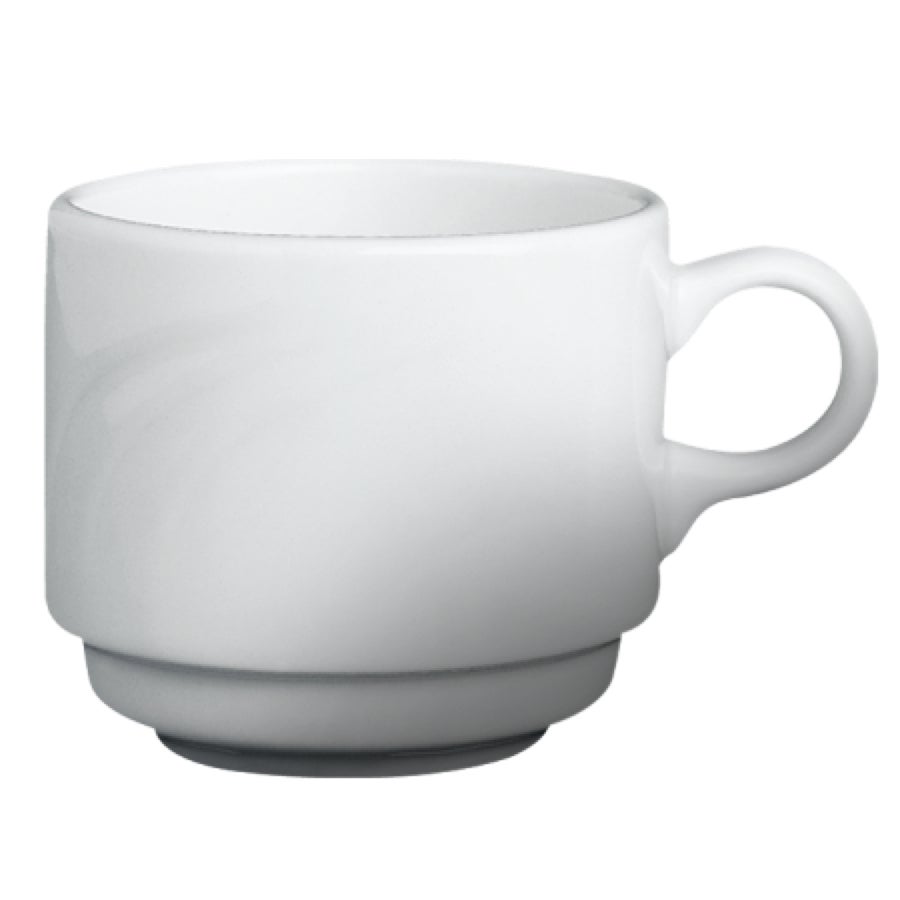 Cups, 8 Ounce, White, Stackable, Porcelain,6 - 6 COUNT