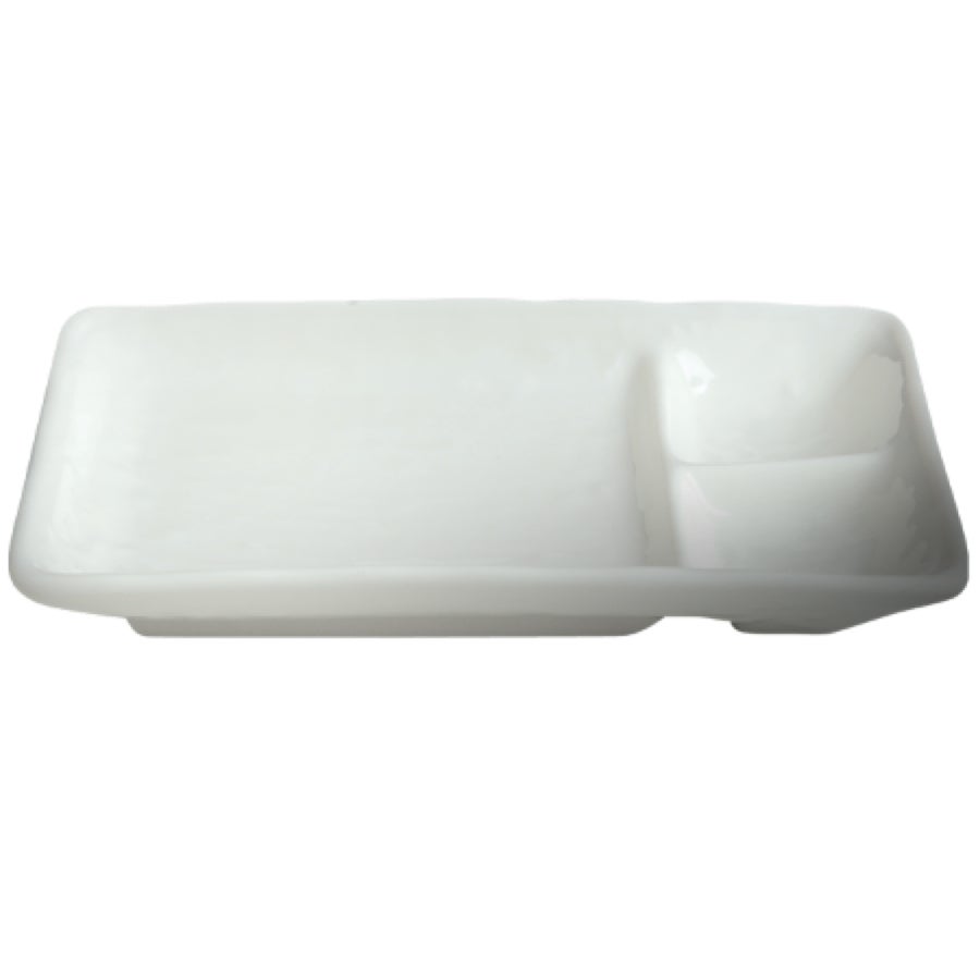 Dishes, 3-Compartment, 8 x 5 Inch, White, Porcelain, Rectangular,6 - 4 COUNT