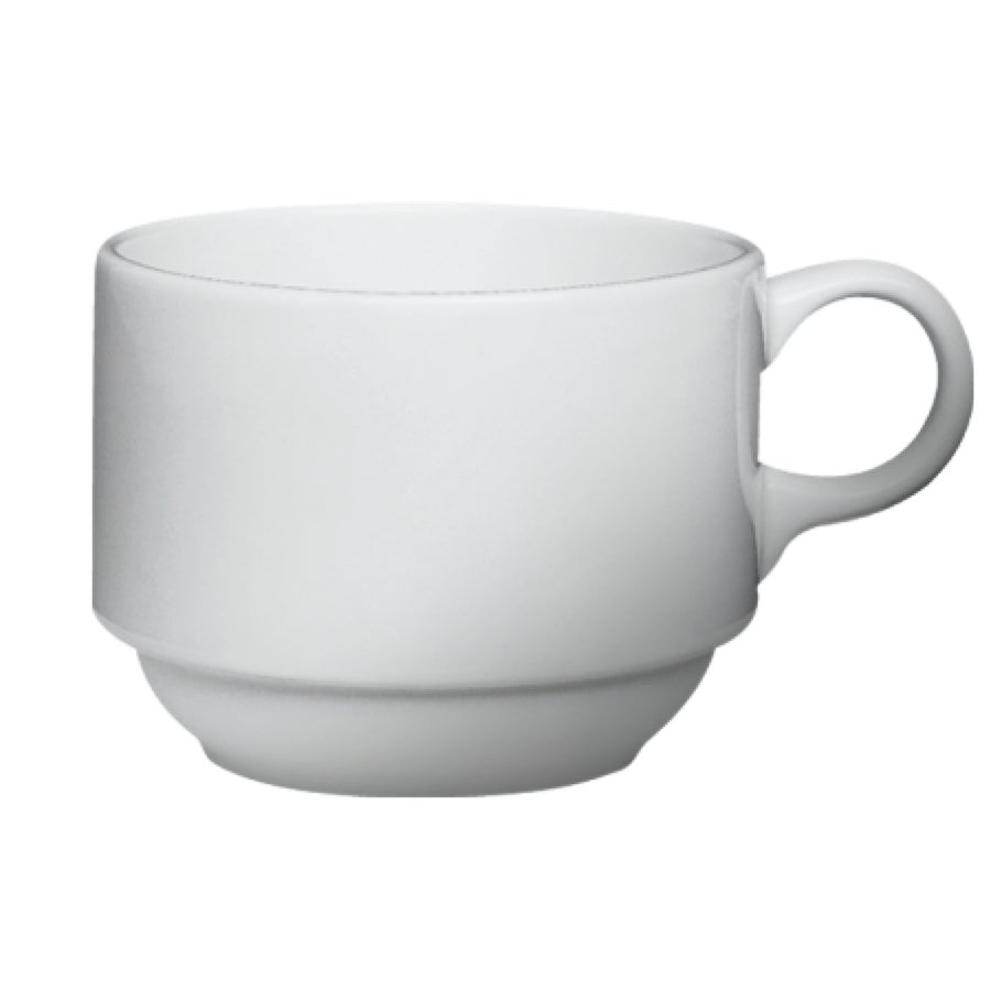 Cups, 8 Ounce, White, Stackable, Porcelain,6 - 6 COUNT