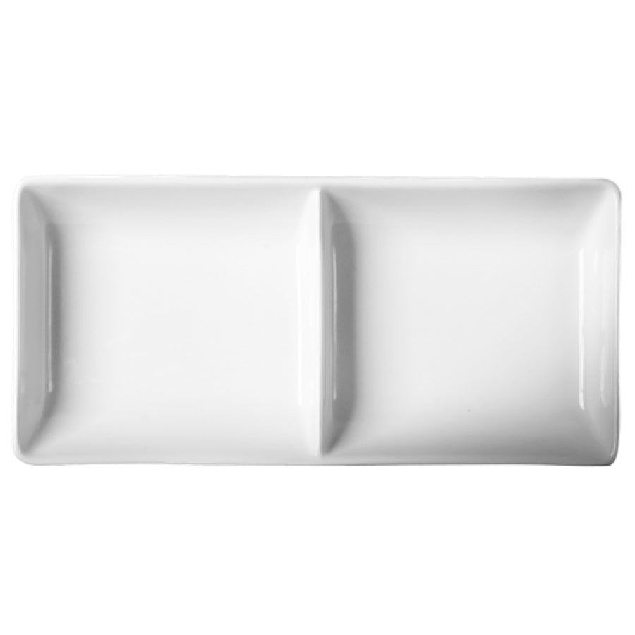 Dishes, 2-Compartment, 9 x 4.25 Inch, White, Porcelain, Rectangular,6 - 6 COUNT