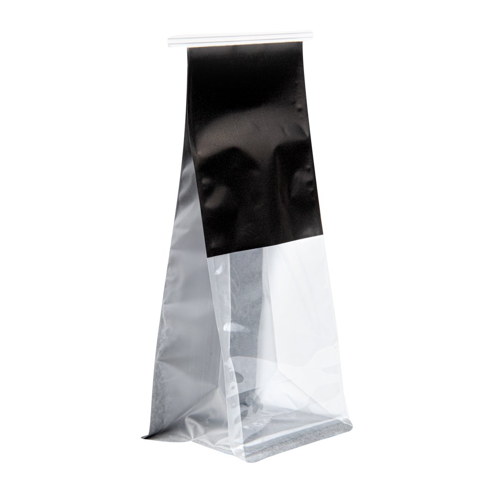 Bags, Tin Tie, 6.75 x 4 x 11.25 Inch, Paper, Black Cotton, with Clear Window,1 - 100 COUNT