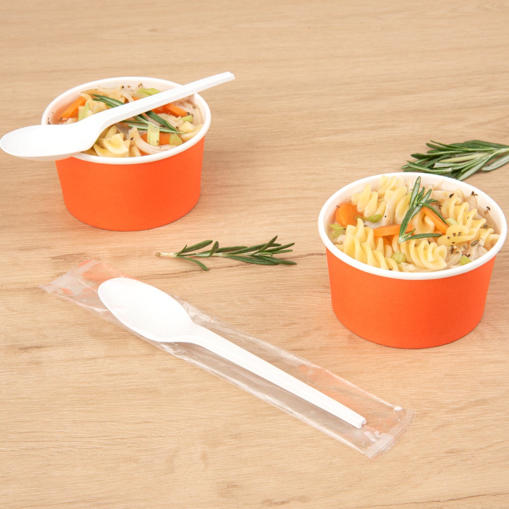 Spoons, Basic Nature, Plastic, White, 6.5 Inch, Heat-Resistant, Individually-Wrapped, CPLA,1 - 250 COUNT