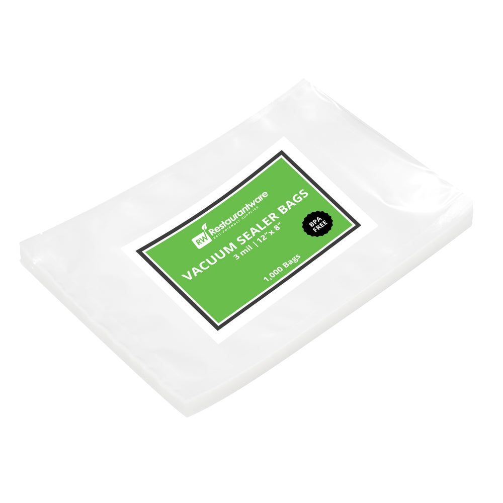 Bags, 12 x 8 Inch, Plastic, Clear, 3 Mil, for Vacuum Sealer System,1 - 1000 COUNT