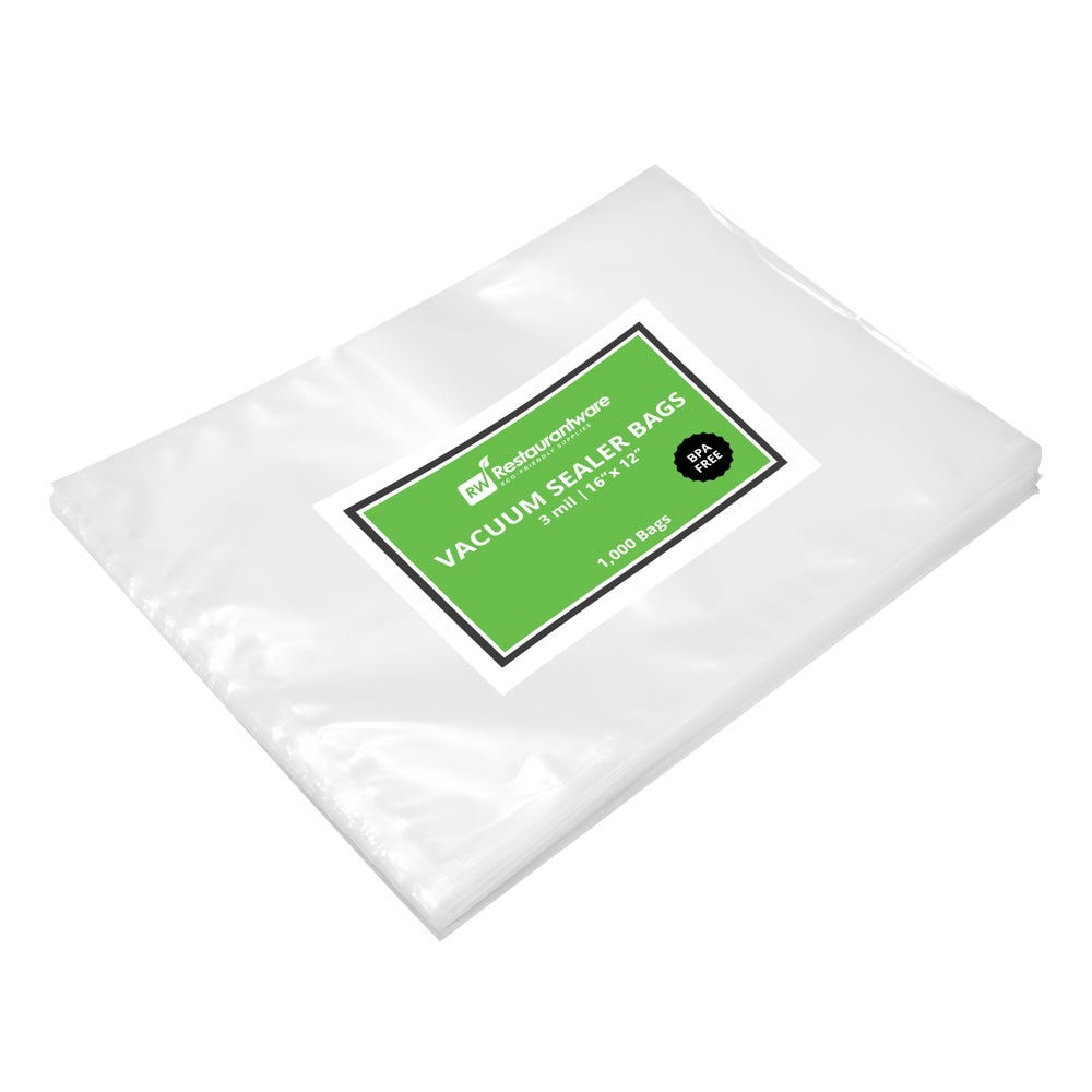 Bags, 16 x 12 Inch, Plastic, Clear, 4 Mil, for Vacuum Sealer System,1 - 1000 COUNT