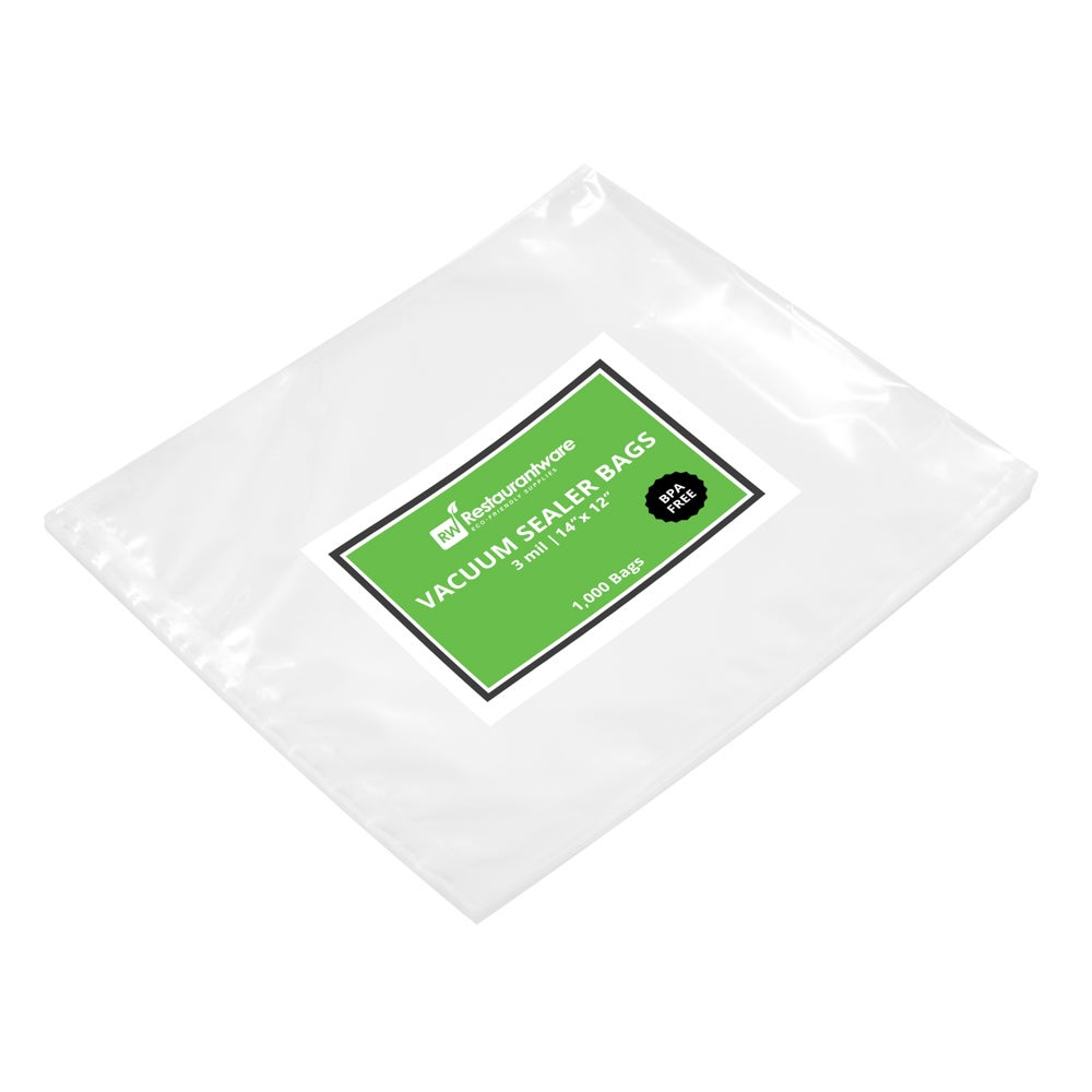 Bags, 14 x 12 Inch, Plastic, Clear, 3 Mil, for Vacuum Sealer System,1 - 100 COUNT