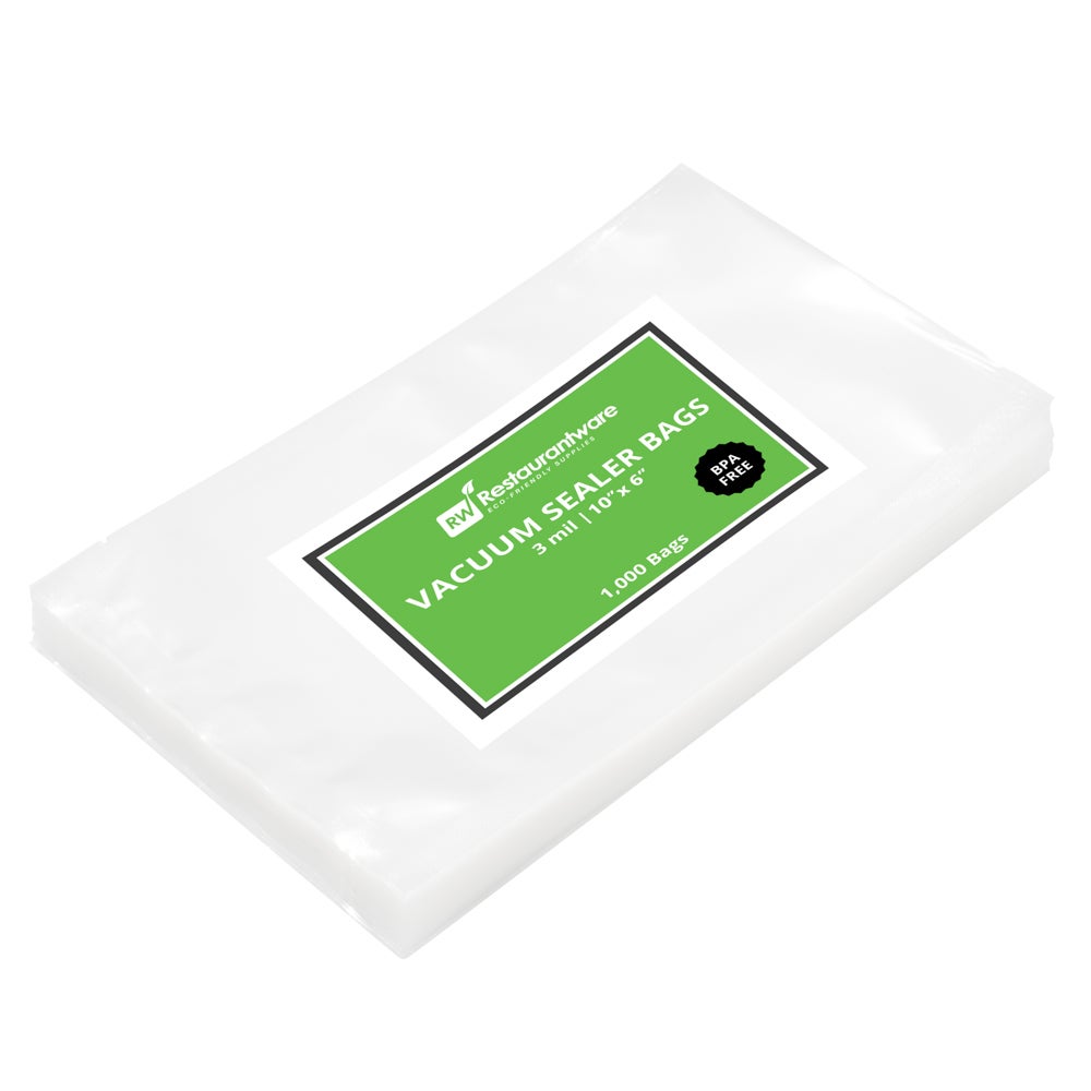 Bags, 10 x 6 Inch, Plastic, Clear, 3 Mil, for Vacuum Sealer System,1 - 1000 COUNT