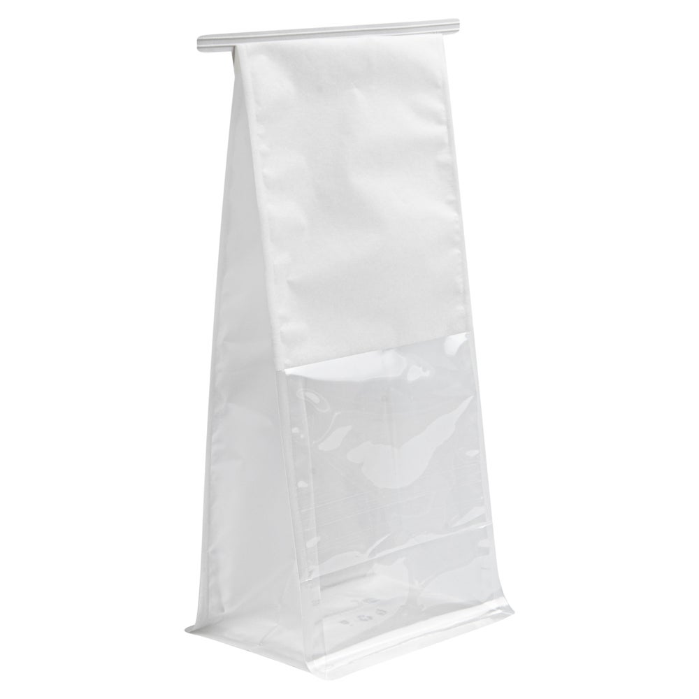 Bags, Tin Tie, 6.75 x 4 x 11.25 Inch, Paper, White Cotton, with Clear Window,1 - 100 COUNT