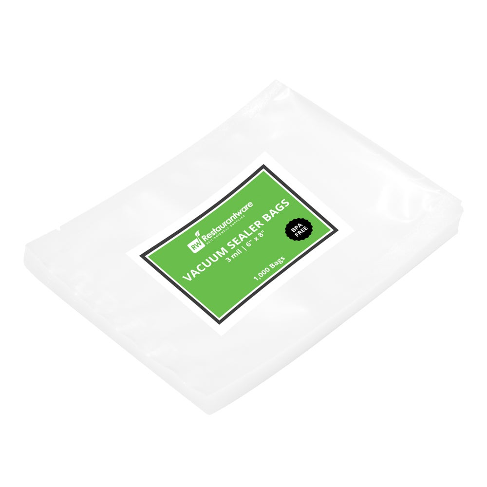 Bags, 6 x 8 Inch, Plastic, Clear, 3 Mil, for Vacuum Sealer System,1 - 1000 COUNT