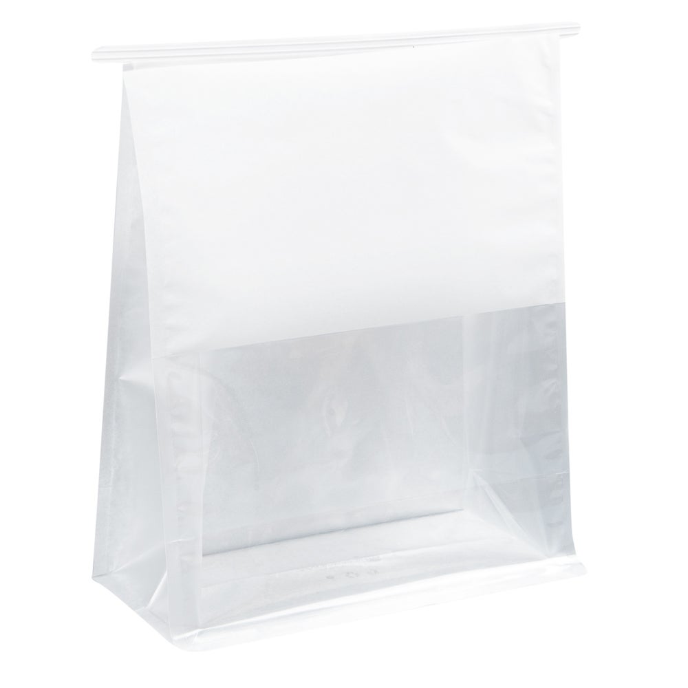 Bags, Tin Tie, 9.75 x 4.25 x 10.75 Inch, Paper, White Cotton, with Clear Window,1 - 100 COUNT