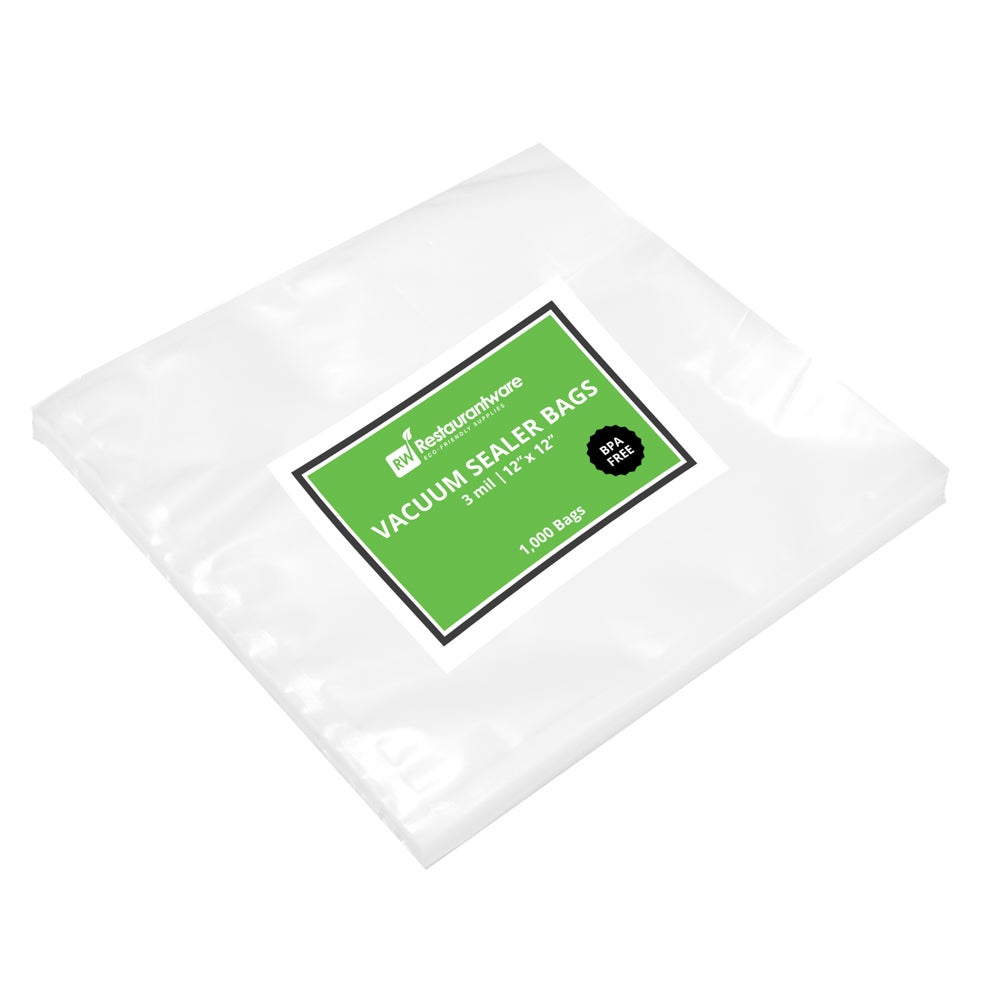 Bags, 12 x 12 Inch, Plastic, Clear, 3 Mil, for Vacuum Sealer System,1 - 1000 COUNT