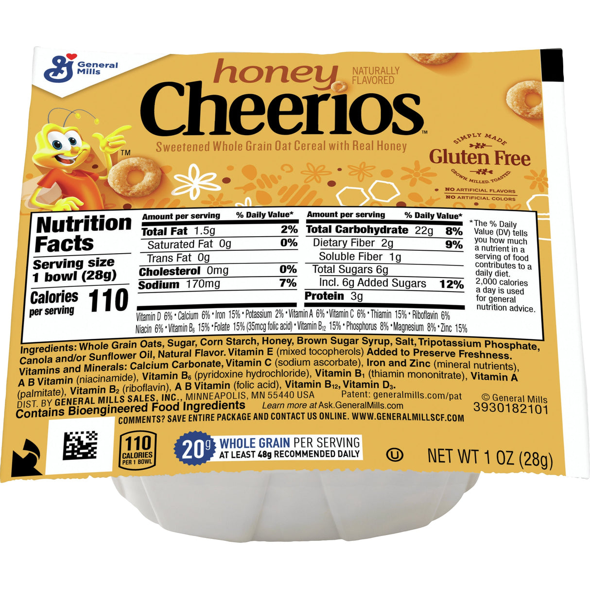 Cereal, Oat, Honey, Single-Serve, Bowl,96 - 1 OUNCE