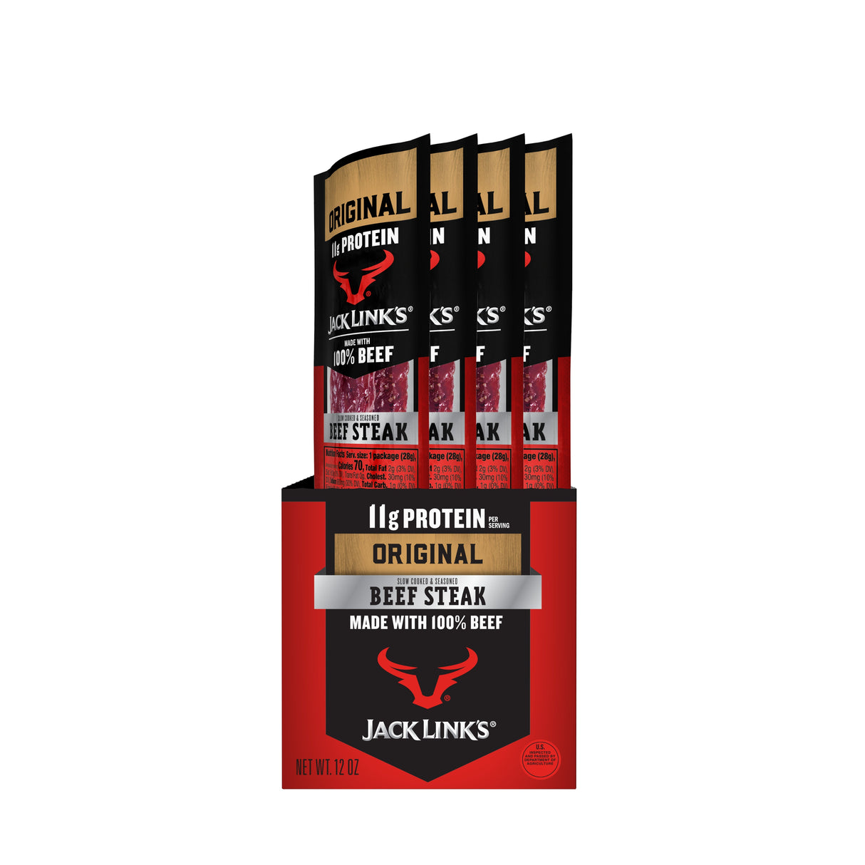 Beef Steak Sticks, Original, Single-Serve, Individually-Wrapped,12 - 12 OUNCE