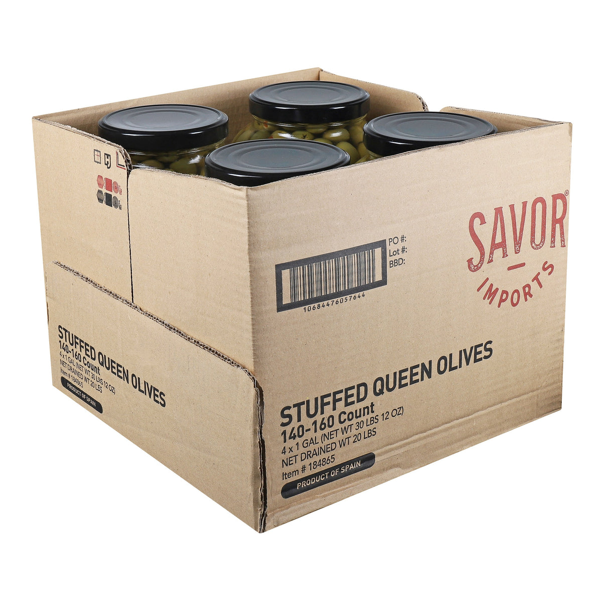 Olives, Green, Spanish Queen, Stuffed with Pimento, 140-160 Count,4 - 1 GALLON
