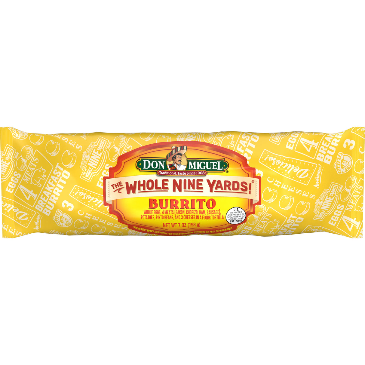 Burritos, Egg & 4 Meat, with Potato/Pinto Bean/Cheese, Frozen,12 - 7 OUNCE