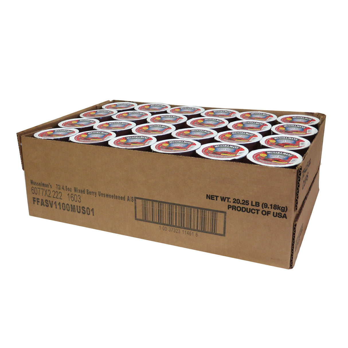 Applesauce, Mixed Berry, Unsweetened, Single-Serve Cups, Shelf-Stable,72 - 4.5 OUNCE