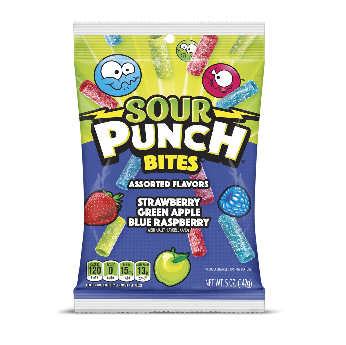 Candy Bites, Sour, Assorted, Strawberry/Green Apple/Blue Raspberry,12 - 5 OUNCE