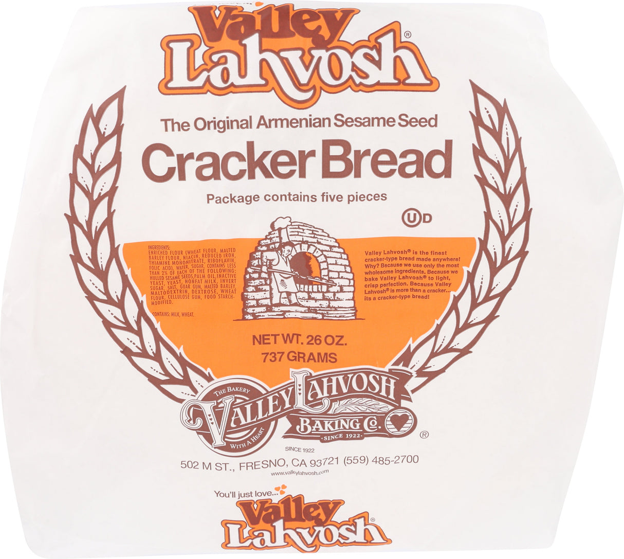 Crackers, Lavosh, 15 Inch, Original, Round,5 - 26 OUNCE