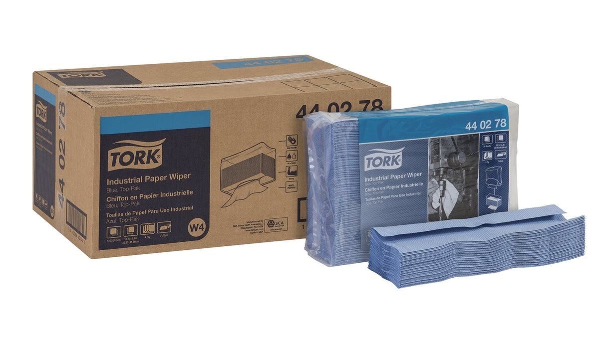 Wipers, Paper, 4-Ply, Industrial, Blue, Tok-Pak,5 - 90 COUNT