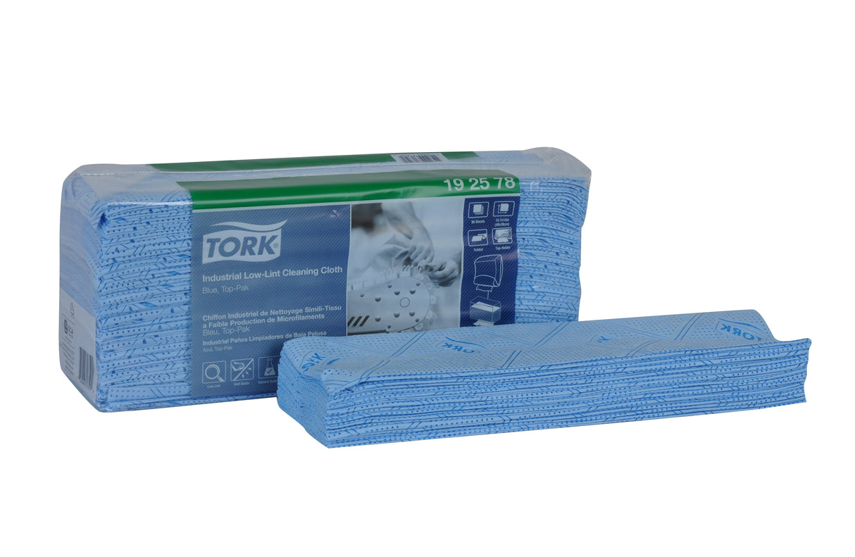 Cloths, Cleaning, 1-Ply, Industrial, Blue, Low-Lint, 15.70 x 15 Inch, Top-Pak,5 - 80 COUNT