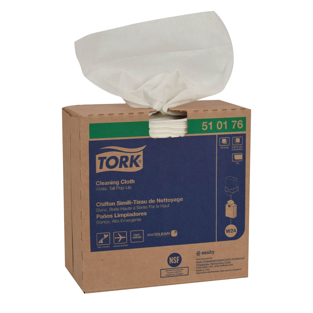 Cloths, Cleaning, 1-Ply, White, 8.27 x 16.13 Inch, Pop-Up Box,10 - 100 COUNT