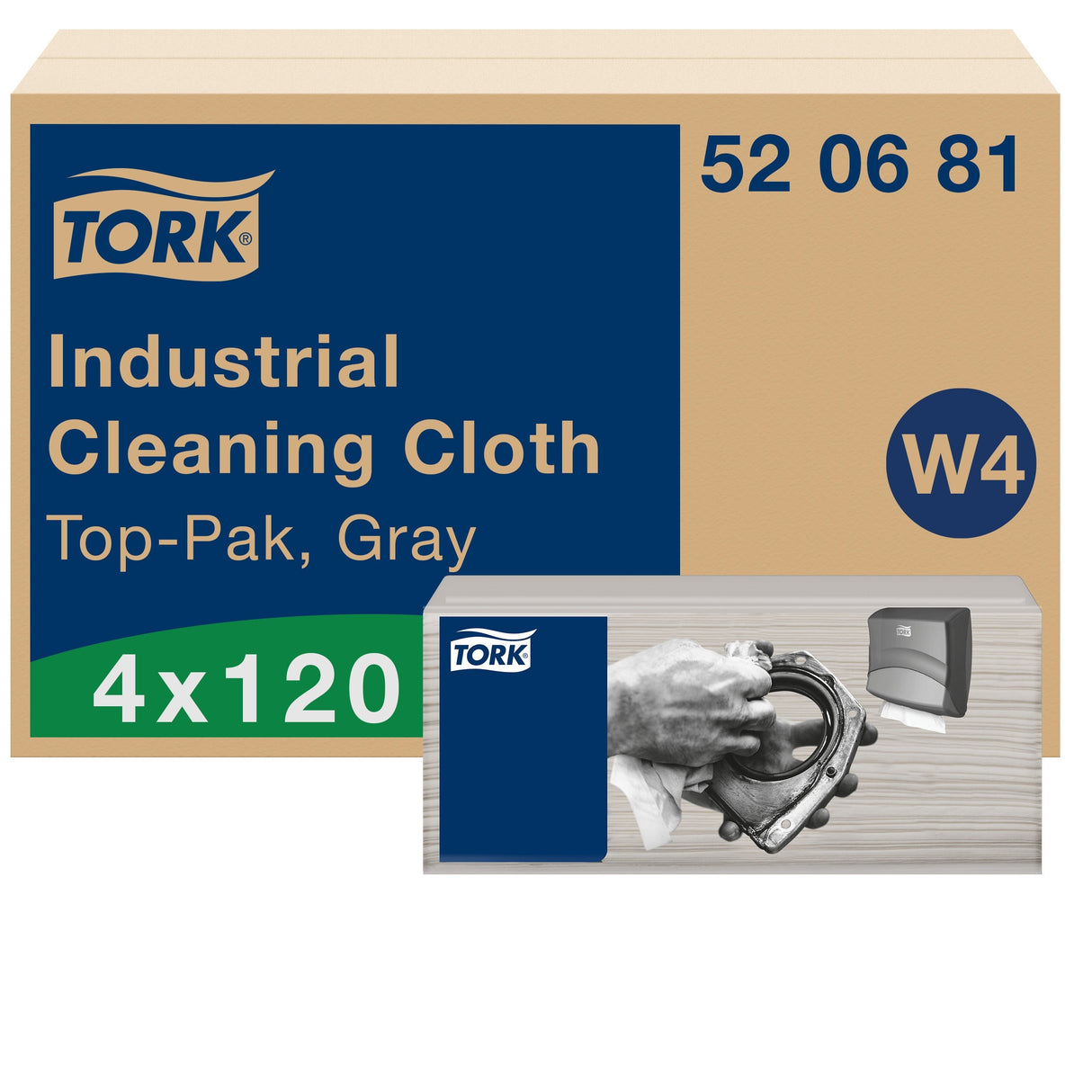 Cloths, Cleaning, 1-Ply, Industrial, Gray, 14 x 16.34 Inch, Top-Pak,4 - 120 COUNT