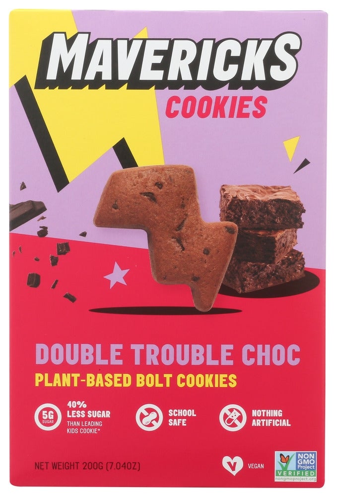 Cookies, Plant-Based, Double Chocolate, Bolt-Shaped, Shelf-Stable,8 - 7.04 OUNCE