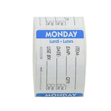 Labels, Monday, 2 x 3 Inch, Removeable, Blue & White, Trilingual, Rectangular,1 - 500 COUNT