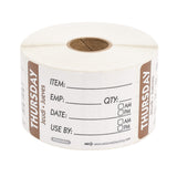 Labels, Thursday Item/Date/Use By, 2 x 3 Inch, Removable, Brown, Rectangular, Trilingual,1 - 500 COUNT