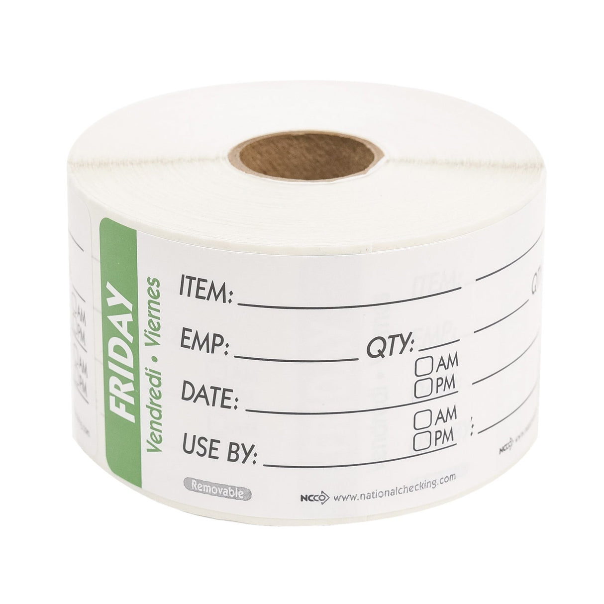 Labels, Item/Date/Use By, 2 x 3 Inch, Removable, Green, Rectangular, Trilingual,1 - 500 COUNT