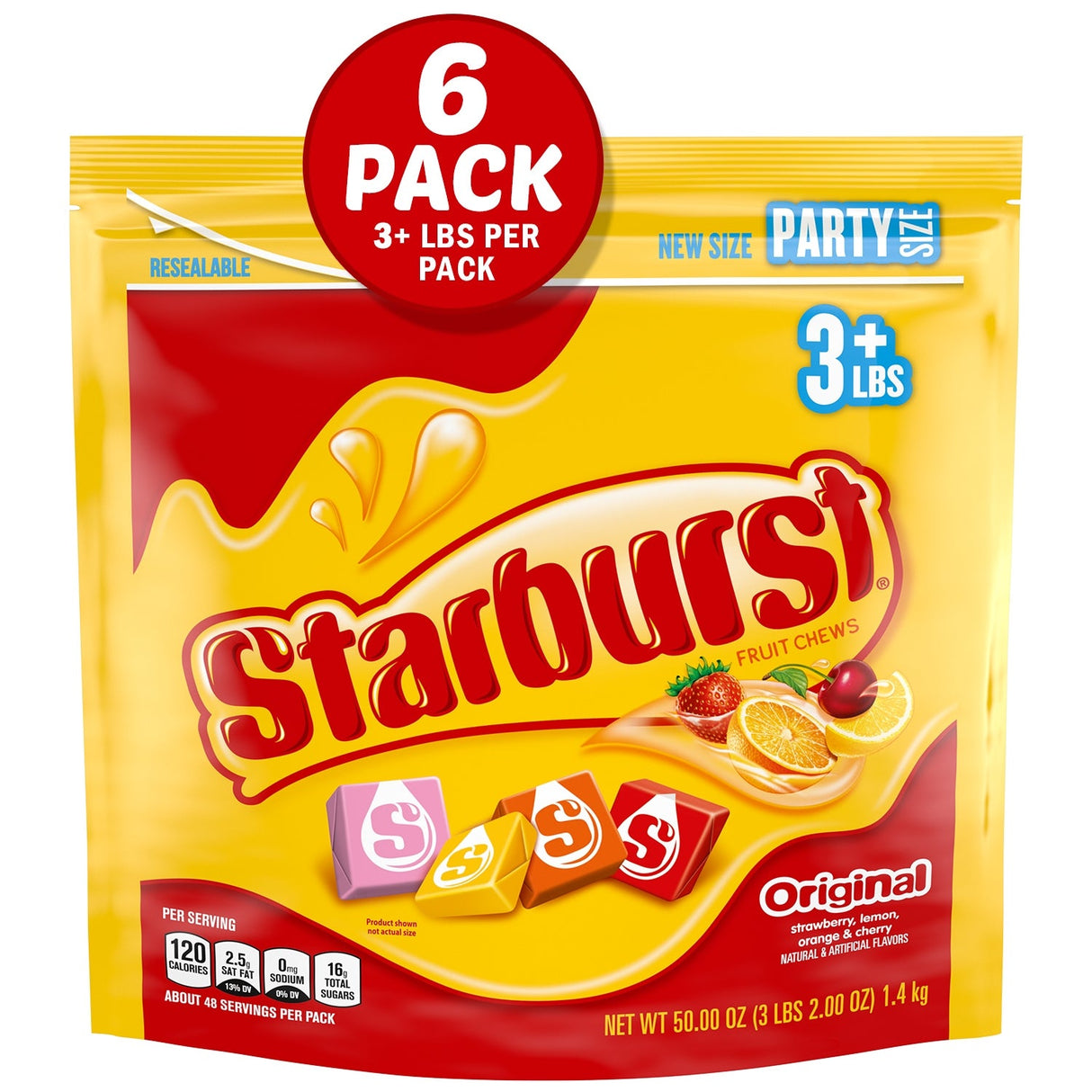 Candy, Chewy, Original, Individually-Wrapped, Resealable Bag,6 - 50 OUNCE
