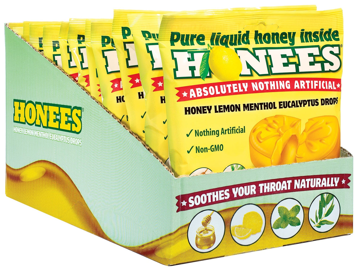 Cough Drops, Honey/Lemon/Eucalyptus, with Liquid Honey Inside, Individually-Wrapped,12 - 20 COUNT