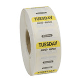 Labels, Tuesday, 1 x 1 Inch, Dissolvable, Yellow & White, Trilingual, Square,1 - 1000 COUNT