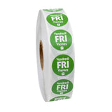 Labels, Friday, 0.75 Inch, Permanent, Green with White Font, Trilingual, Round,1 - 2000 COUNT