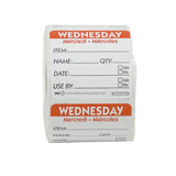 Labels, Wednesday Item/Date/Use By, 2 x 2 Inch, Removable, Red, Square, Trilingual,18 - 500 COUNT
