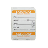 Labels, Saturday Item/Date/Use By, 2 x 2 Inch, Removable, Orange, Square, Trilingual,18 - 500 COUNT