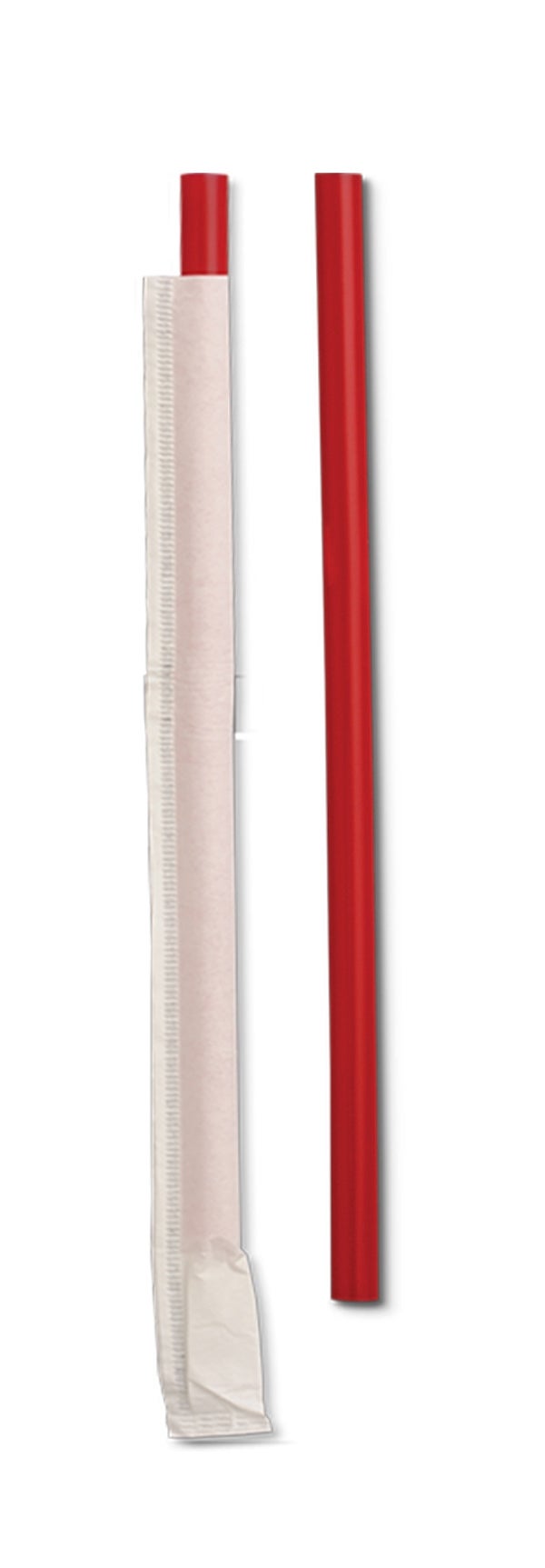 Straws, Giant, 7.75 Inch, Plastic, Red, Paper Wrapped,24 - 300 COUNT