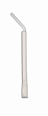 Straws, Flex, 7.75 Inch, Plastic, White, Paper Wrapped,25 - 400 COUNT
