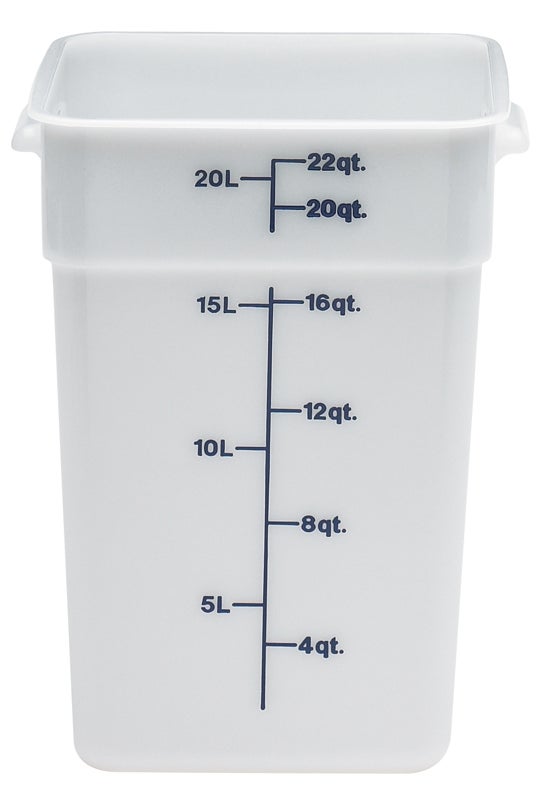 Container, 22 Quart, Plastic, White, Square, Polyethylene,1 - 1 COUNT