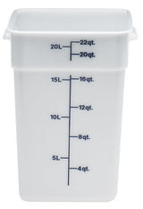 Container, 22 Quart, Plastic, White, Square, Polyethylene,1 - 1 COUNT