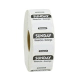Labels, Sunday, 1 x 1 Inch, Permanent, Black, Square, Trilingual,1 - 1000 COUNT