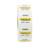 Labels, Tuesday, 1 x 1 Inch, Removable, Yellow, Square, Trilingual,1 - 1000 COUNT