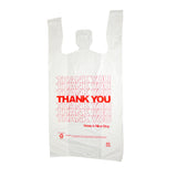 Bags, T-Sack, 11.5 x 6.5 x 21 Inch, Plastic, White Thank You, Printed, 12 Micron,1000 - 1 EACH